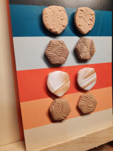 Load image into Gallery viewer, Cardamom pods earthy stud set of 4 handmade earrings polymer clay earthy
