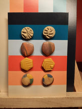 Load image into Gallery viewer, Spicey sun earthy stud set of 4 handmade earrings polymer clay earthy