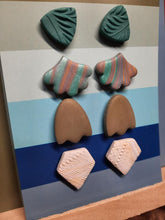 Load image into Gallery viewer, Irish spring earthy stud set of 4 handmade earrings polymer clay earthy