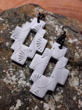 Load image into Gallery viewer, SALE Snowflake dangle handmade earrings polymer clay earthy