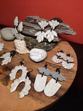 Load image into Gallery viewer, Ivory cottage dangle handmade earrings polymer clay earthy