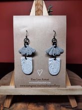 Load image into Gallery viewer, Ivory cottage dangle handmade earrings polymer clay earthy