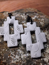 Load image into Gallery viewer, SALE Snowflake dangle handmade earrings polymer clay earthy
