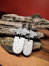 Load image into Gallery viewer, Ivory cottage dangle handmade earrings polymer clay earthy