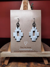 Load image into Gallery viewer, SALE Snowflake dangle handmade earrings polymer clay earthy