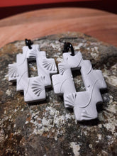 Load image into Gallery viewer, SALE Snowflake dangle handmade earrings polymer clay earthy
