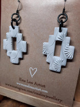 Load image into Gallery viewer, SALE Snowflake dangle handmade earrings polymer clay earthy