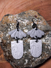 Load image into Gallery viewer, Ivory cottage dangle handmade earrings polymer clay earthy