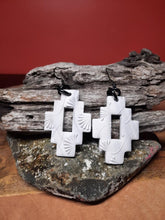 Load image into Gallery viewer, SALE Snowflake dangle handmade earrings polymer clay earthy