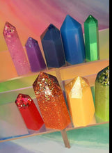 Load image into Gallery viewer, Resin crystal set in bright rainbow tones