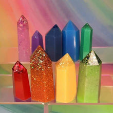 Load image into Gallery viewer, Resin crystal set in bright rainbow tones
