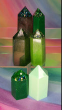 Load image into Gallery viewer, Resin crystal set in earthy green & mint tones