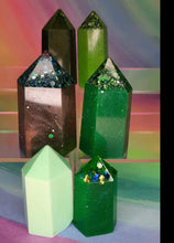 Load image into Gallery viewer, Resin crystal set in earthy green & mint tones