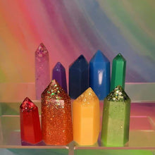 Load image into Gallery viewer, Resin crystal set in bright rainbow tones