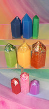 Load image into Gallery viewer, Resin crystal set in bright rainbow tones