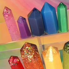 Load image into Gallery viewer, Resin crystal set in bright rainbow tones