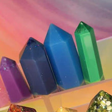 Load image into Gallery viewer, Resin crystal set in bright rainbow tones