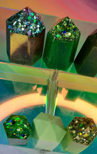 Load image into Gallery viewer, Resin crystal set in earthy green & mint tones