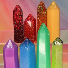 Load image into Gallery viewer, Resin crystal set in rainbow tones