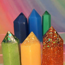 Load image into Gallery viewer, Resin crystal set in bright rainbow tones