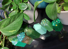 Load image into Gallery viewer, Resin crystal set in earthy green & mint tones