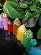 Load image into Gallery viewer, Resin crystal set in bright rainbow tones