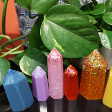 Load image into Gallery viewer, Resin crystal set in bright rainbow tones