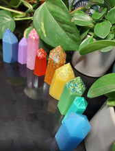 Load image into Gallery viewer, Resin crystal set in bright rainbow tones