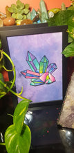 Load image into Gallery viewer, Rainbow & purple crystal quartz point cluster crystal tattoo inspired art