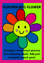 Load image into Gallery viewer, FREE PRINTABLE solid rainbow coloured flourishing flower activity
