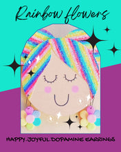 Load image into Gallery viewer, RAINBOW flower earrings polymer clay

