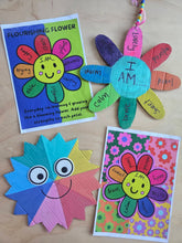 Load image into Gallery viewer, FREE PRINTABLE solid rainbow coloured flourishing flower activity
