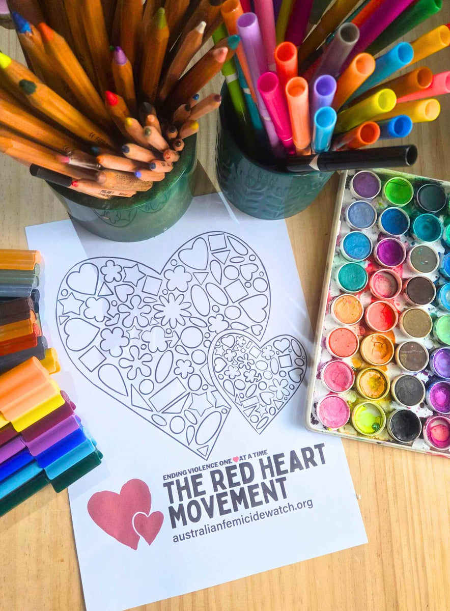 Red heart movement by Sherele Moody FREE PRINTABLE colouring in sheet ...