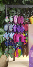 Load image into Gallery viewer, Magic magenta rainbow handmade polymer clay earrings
