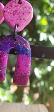 Load image into Gallery viewer, SALE $10!!! Pretty purple rainbows Polymer clay handmade earrings
