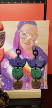 Load image into Gallery viewer, SALE $10!!!! Purple goddess crowns handmade earrings polymer clay
