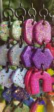 Load image into Gallery viewer, Magic magenta rainbow handmade polymer clay earrings
