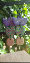 Load image into Gallery viewer, SALE $10!!!! Purple goddess crowns handmade earrings polymer clay
