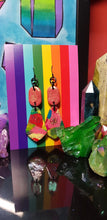Load image into Gallery viewer, Peach glitter polymer clay handmade earrings

