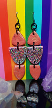 Load image into Gallery viewer, Coral glitter polymer clay earrings
