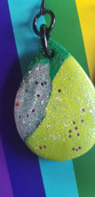 Load image into Gallery viewer, Ace Avocado glitter handmade earrings polymer clay
