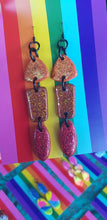 Load image into Gallery viewer, Firecracker handmade glitter polymer clay earrings

