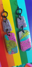 Load image into Gallery viewer, Marble &amp; glitter handmade polymer clay earrings
