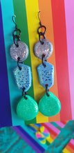Load image into Gallery viewer, Tranquility handmade glitter polymer clay earrings
