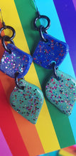 Load image into Gallery viewer, Pretty pesto handmade glitter polymer clay earrings

