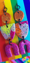 Load image into Gallery viewer, Fairy bread &amp; rainbows handmade polymer clay earrings
