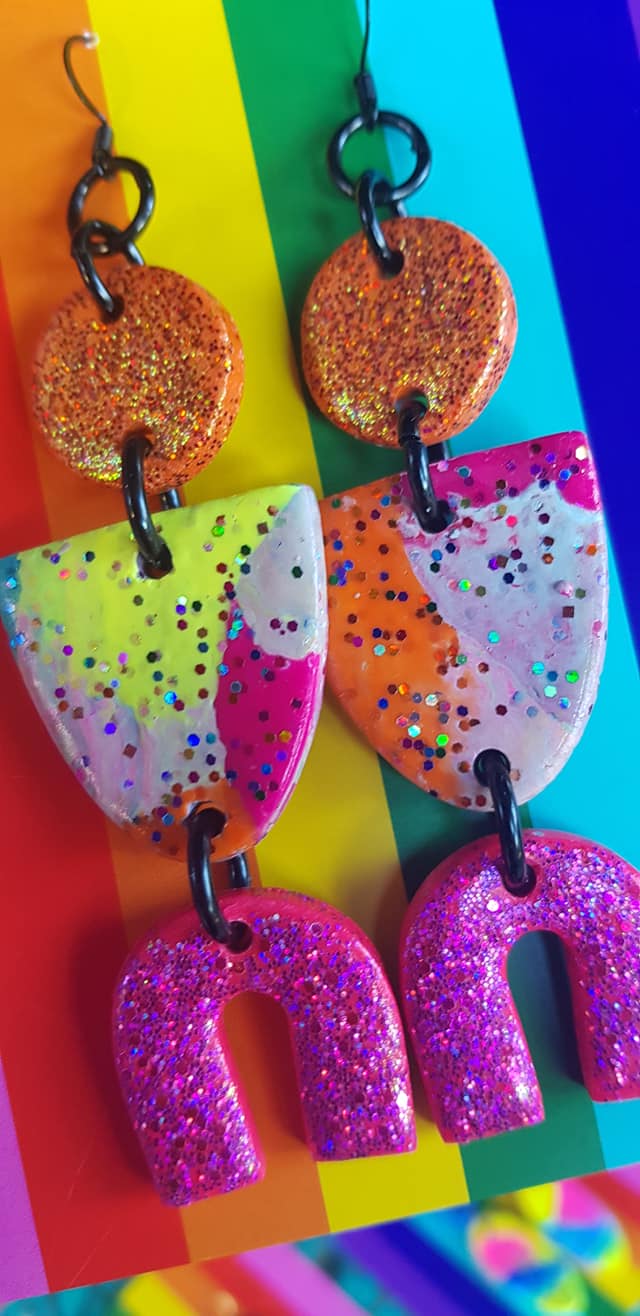Fairy bread & rainbows handmade polymer clay earrings