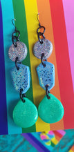 Load image into Gallery viewer, Tranquility handmade glitter polymer clay earrings
