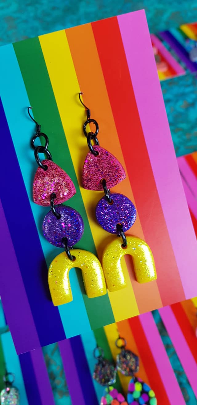 Sunshine rainbows handmade polymer clay earrings