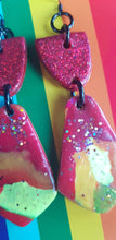 Load image into Gallery viewer, Foxy lady handmade glitter polymer clay earrings
